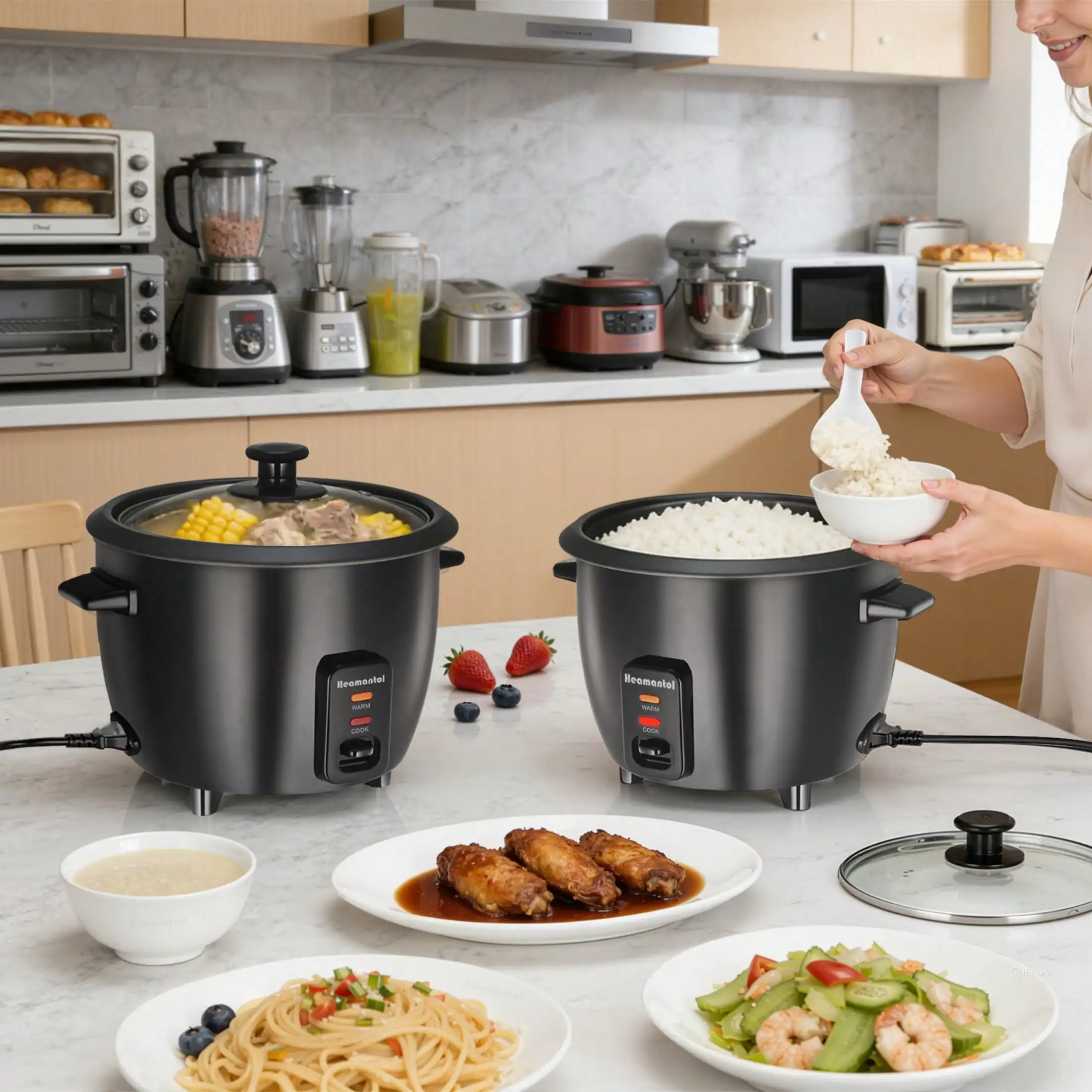 0.6L Compact Mini Electric Rice Cooker, Durable Metal Housing, Non Stick Coated Metal 304 Stainless Steel Inner Pot Liner, Ideal For Small Kitchens & Daily Meals