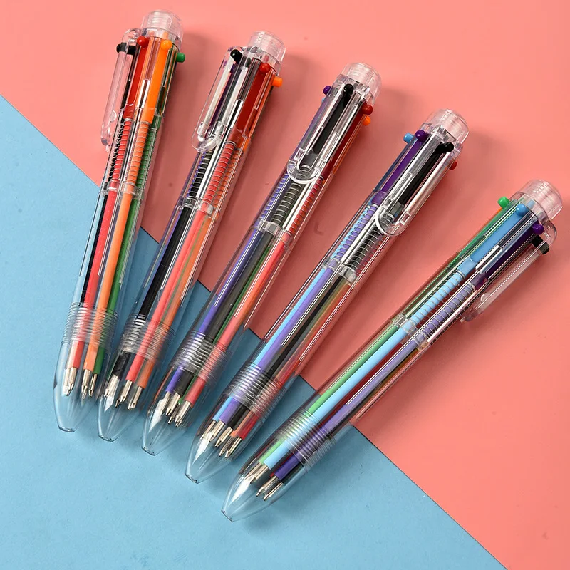 50 Pack 0.5mm 6-in-1 Multicolor Ballpoint Pen 6-Color Retractable Ballpoint Pens Office School Supplies Students Children Gift