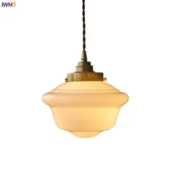 IWHD Milky White Glass LED Pendant Light Fixtures Home Indoor Decor Copper Socket Bedroom Restaurant Bar Nordic Hanging Lamp