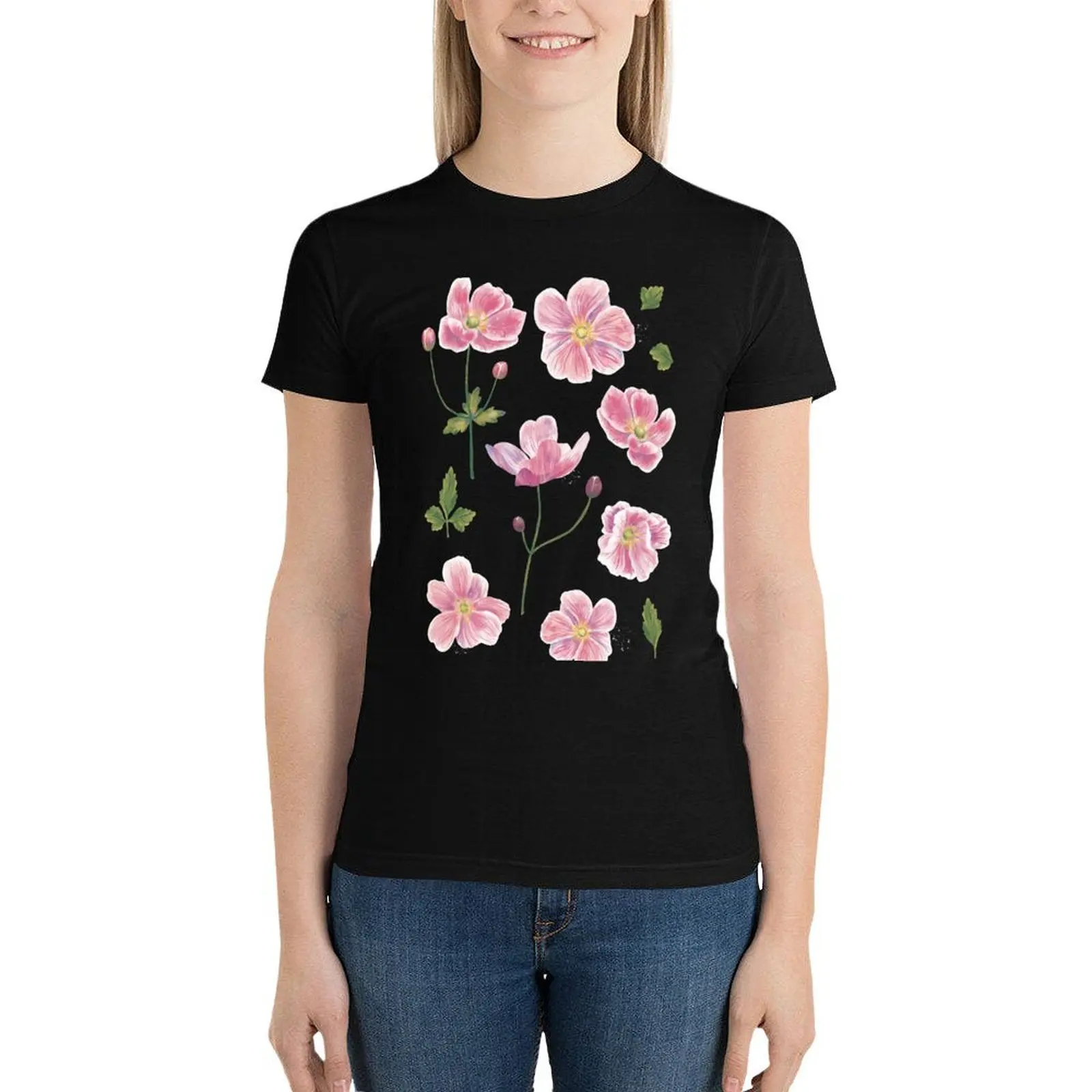 Japanese Anemone Flowers T-Shirt cute clothes summer top plus size tops cute tops Women's tee shirt