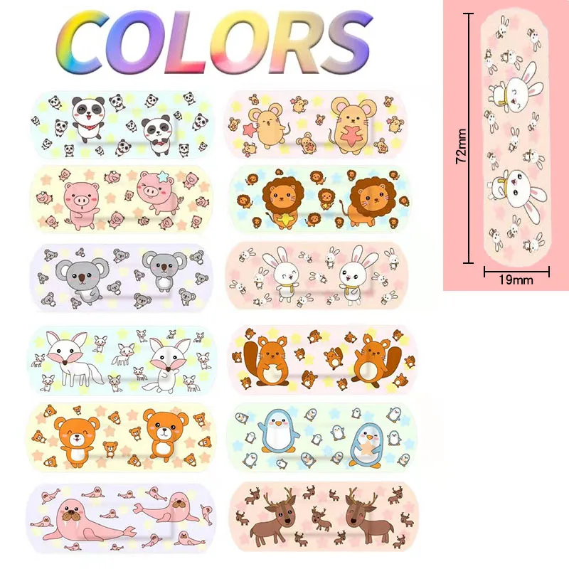 120Pcs Bandages Kids Cartoon Animal Flexible Adhesive Waterproof First Aid for Children Repair Tape Knuckle Sticker for Cuts