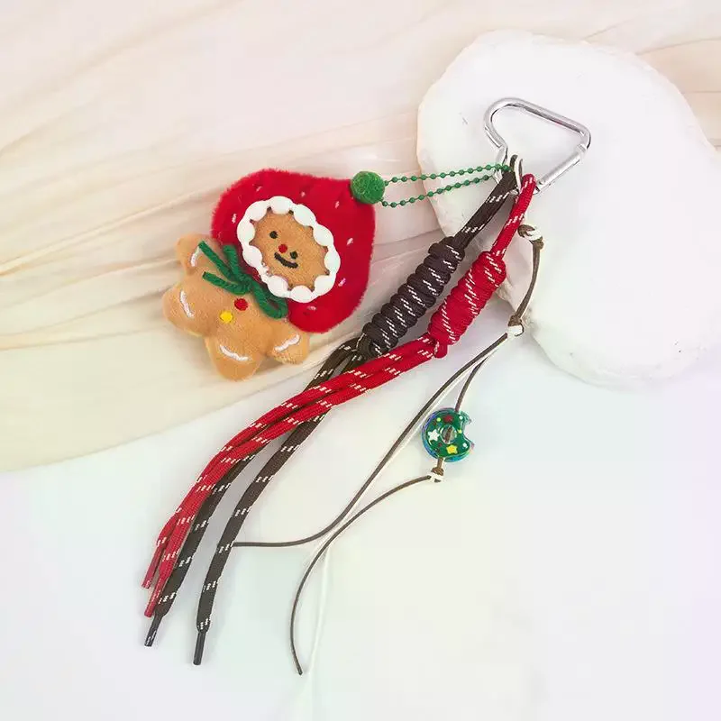 Natale peluche cartone animato omino di pan di zenzero ghirlanda di Natale ciondolo portachiavi zaino ornamento appeso regalo di Natale Capodanno