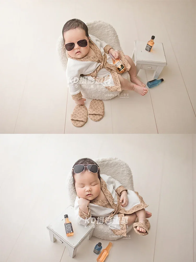 Newborn Children Photography Theme Photography Props New Product Full Moon Baby Photography Big Brand Wind Bathrobe Wine Bottle