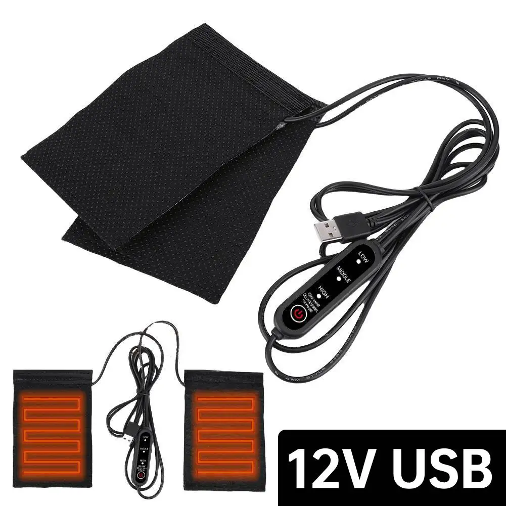 12V USB Motorcycle Heated Handgrips 3 Gears Electric Heated Grip Cover Anti Slip Handlebar Heater Warmer for Outdoor Riding