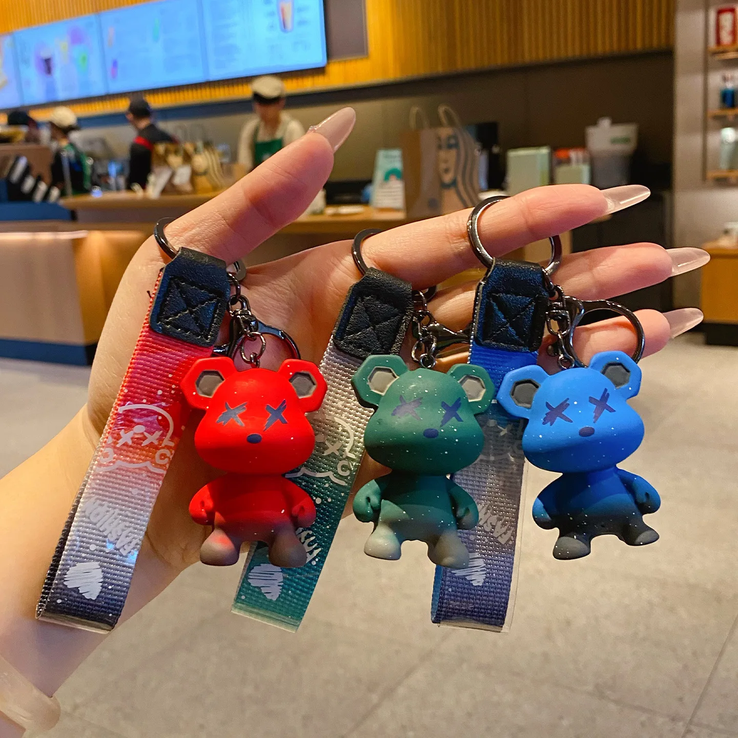 Original Artisan Resin Chameleon Bear Keychain Creative Pendant for Keys, Bags & Cars A Fun Little Gift Edgy Collectible Pendant