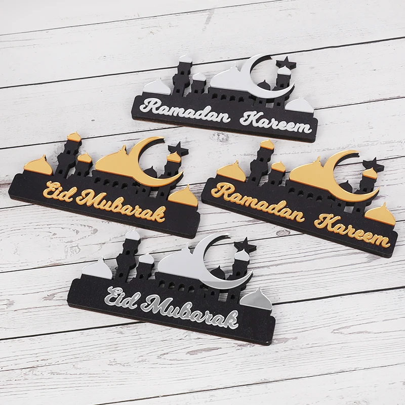 2025 New Ramadan Kareem Table Ornaments Acrylic Eid Mubarak Moon Star Castle DIY Decor Tabletop Home Festival Party Supplies