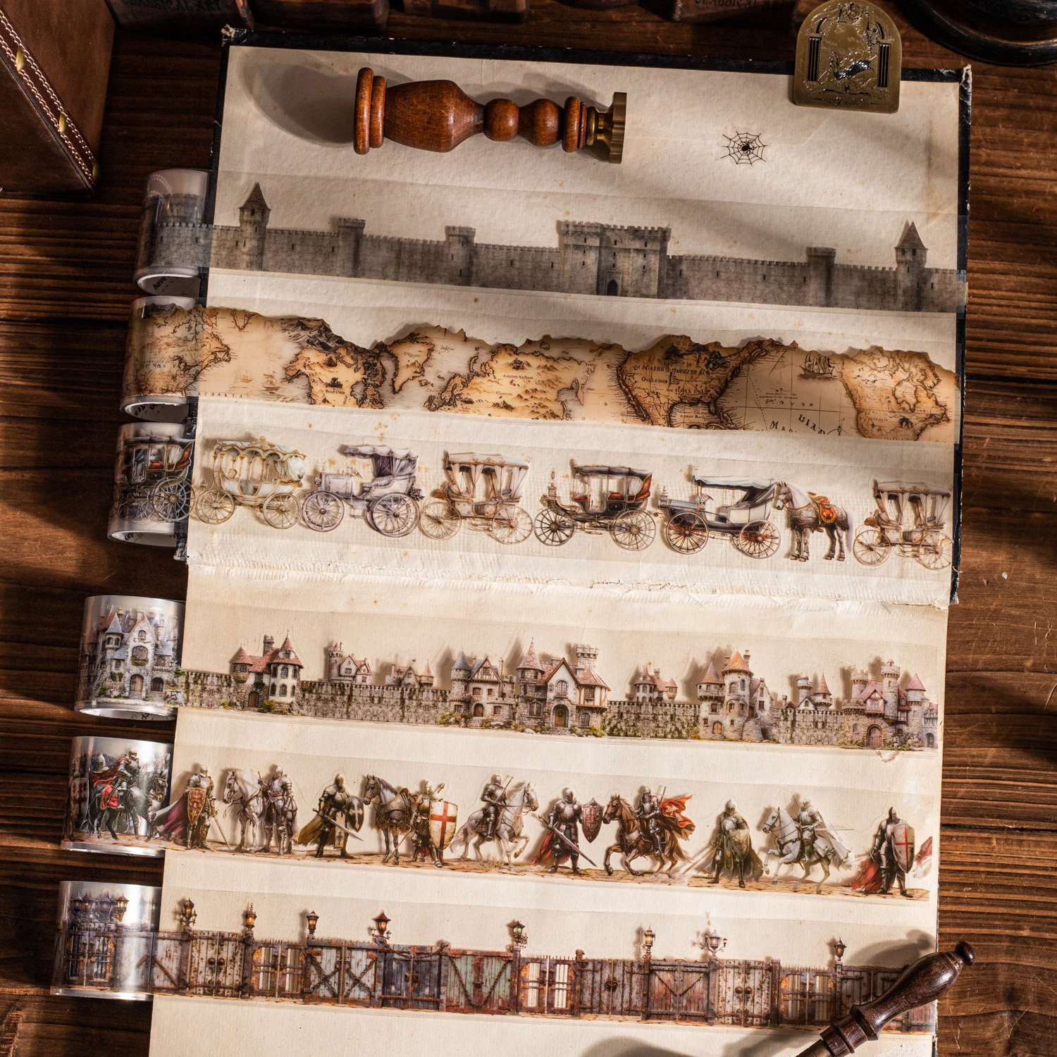 Journey To The Middle Ages Series Vintage Knight Castle Landscape PET Tape Creative DIY Journal Material Collage Stationery