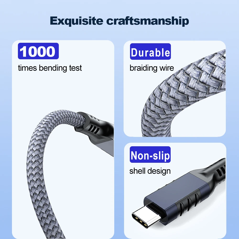 Fotografia 6: Cabo de Dados de Alta Qualidade 10Gbps com Transmissão Rápida USB 3.2 Tipo C, Cabo de Carregamento Rápido 3A 60W para Celular e SSD