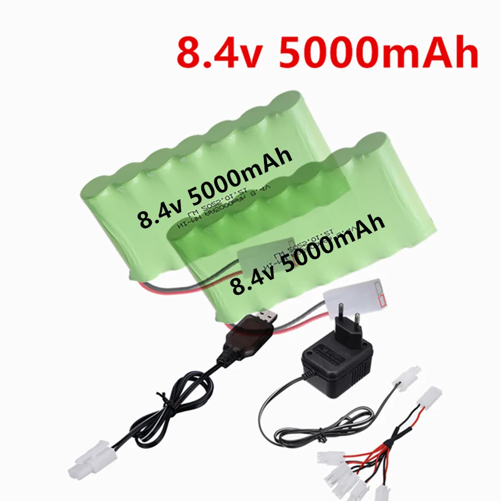 8.4V 5000mah NI-MH Battery for RC Electric Toys Cars Trucks Tanks Boats 8.4V NiMh AA Upgrade 3000mah Tamiya Plug