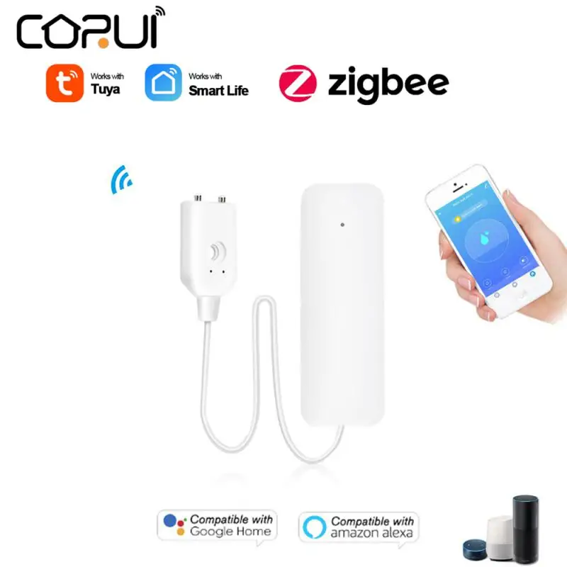 CORUI Tuya Zigbee Water Leakage Alarm Water Leak Sensor Detector Flood Alert Compatible With Alexa Google Home Smart Life