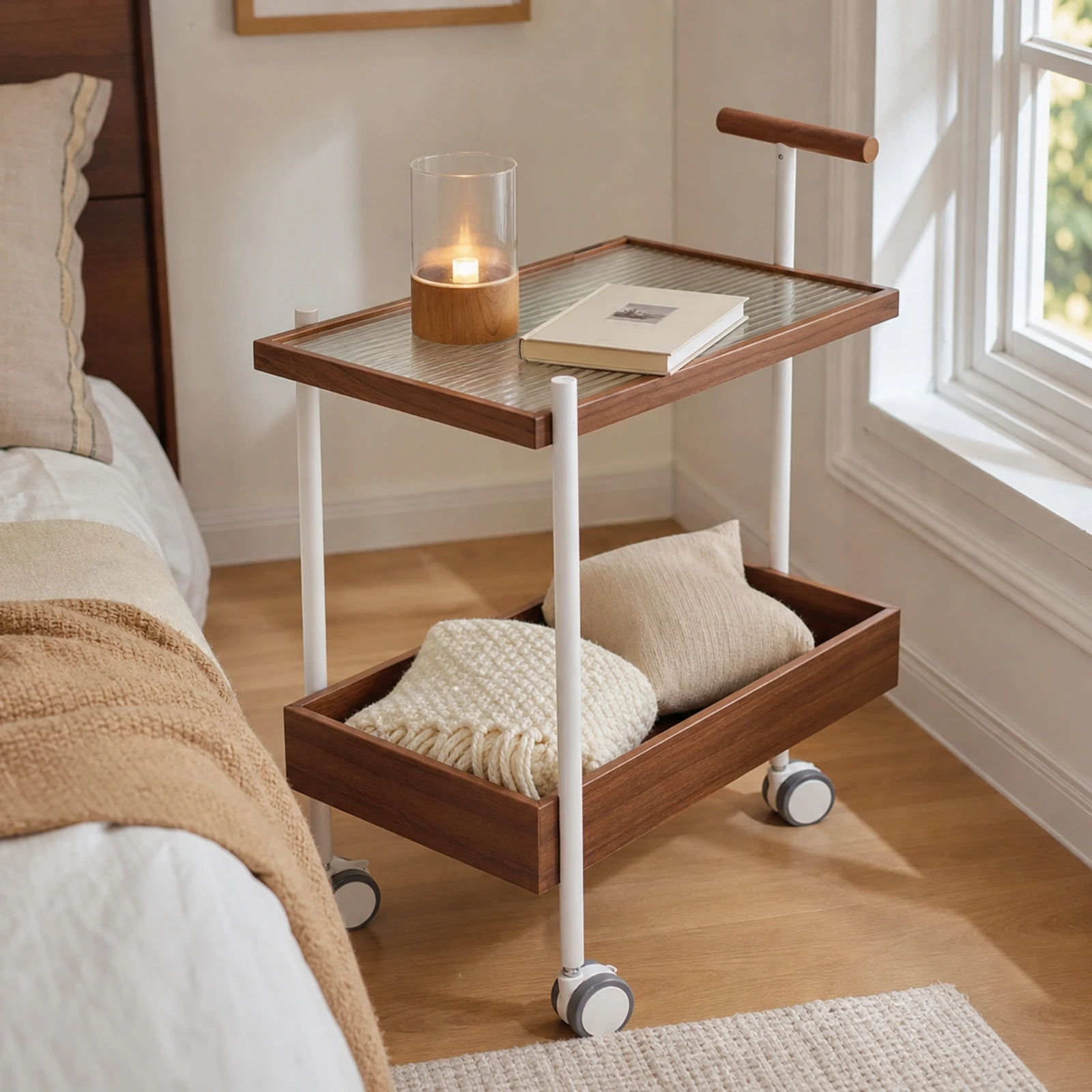 rolling-side-cart-with-handle-minimalist-2-tier-rolling-cart-mobile-end-table-easy-to-move-furniture-360-degree-rotating