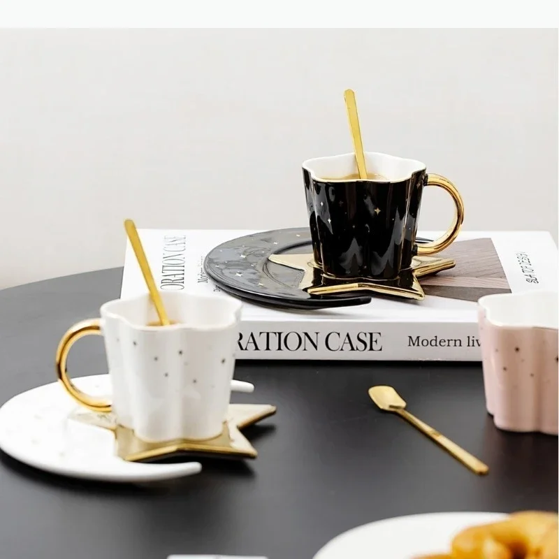 Star Moon Water Cafe Afternoon Tea Latte Coffee Set Office Ceramic Mug Modern Home Milk Gift