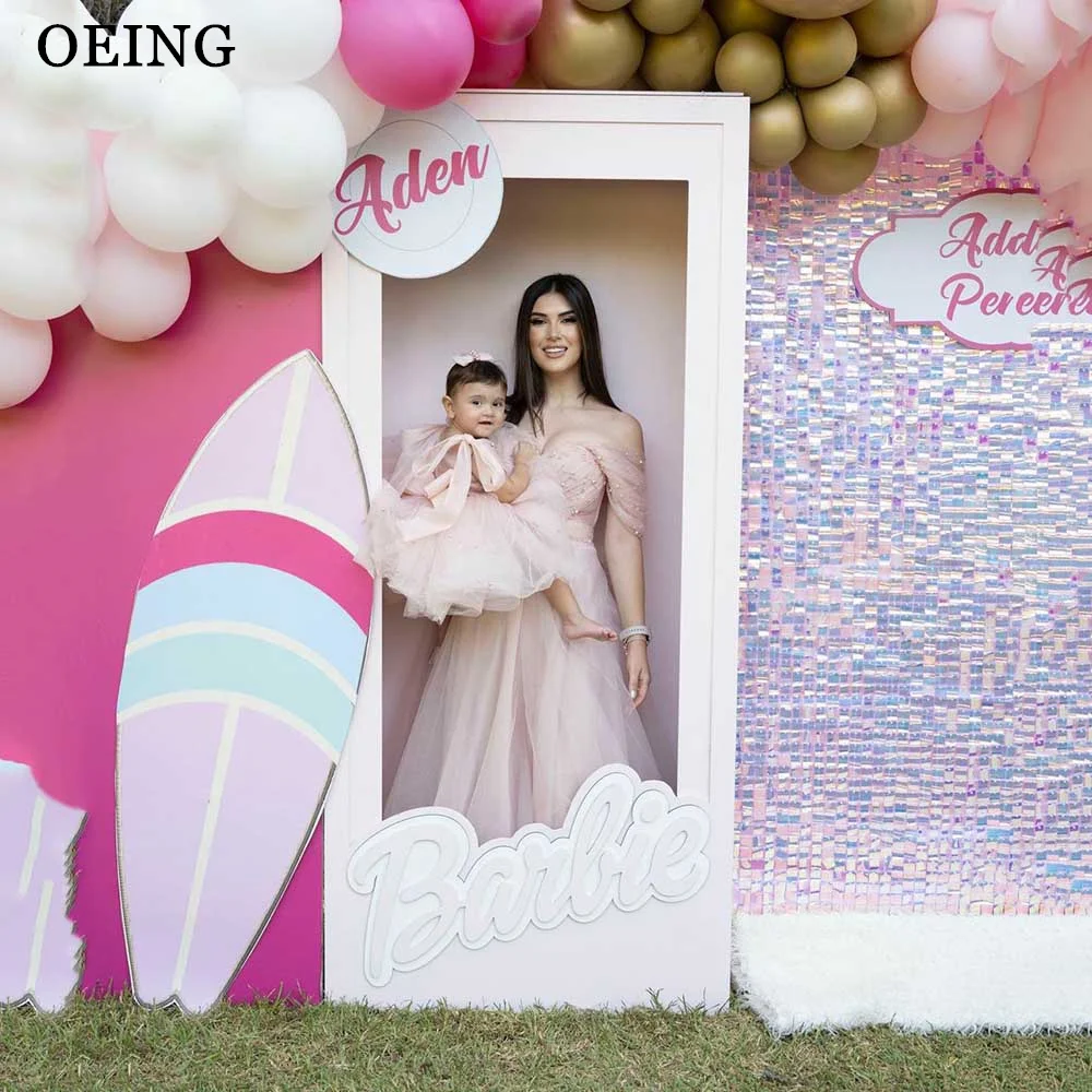 OEING-Vestido de Tule para Mãe e Filha, Fada Fora do Ombro, Vestidos de Festa Noturna, Sessão Fotográfica, Mãe e Filhos, Simples