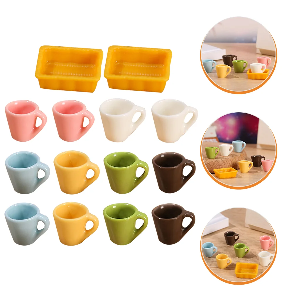 14 Pcs Mini Cup Kitchen Decoration Miniature Cups Coffee Mugs Tea Party Playset House Utensils