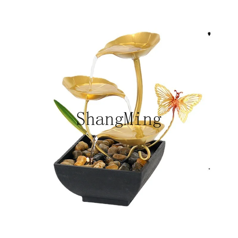 

PYH Lucky Flowing Water Ornament Desktop Fountain Crafts Office Front Desk Living Room Feng Shui Ornament