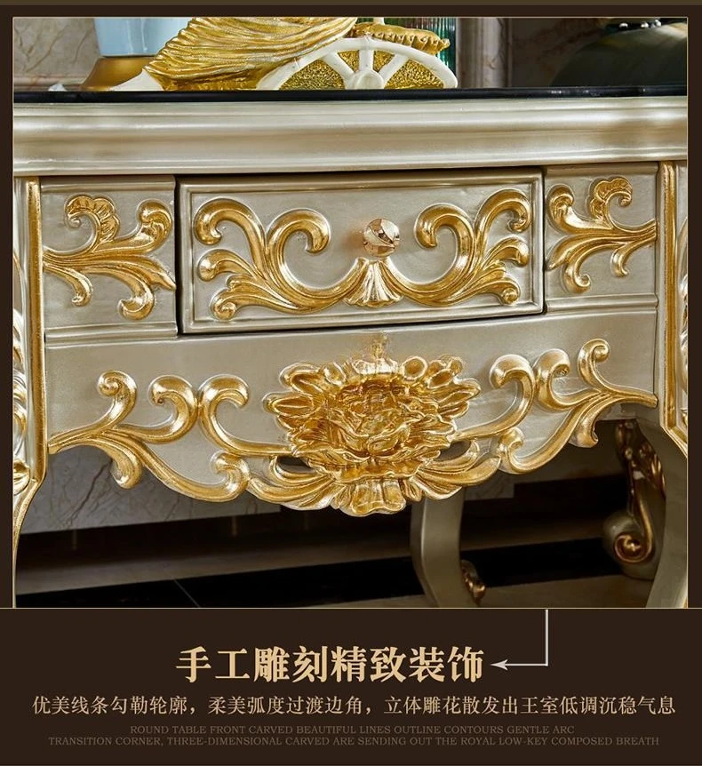 Роскошные ящики для гостиной, шкафы для хранения вещей, золотые и серебряные приставные столики.