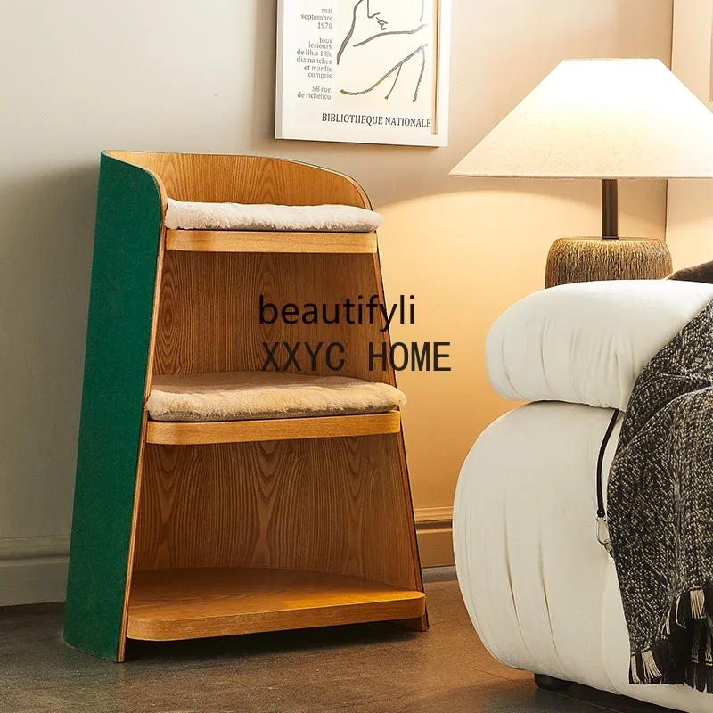 

Double-Layer High-Grade Curved Wood Cat Nest Small Double-Layer Microphone Cat Bed Small Villa Removable and Washable