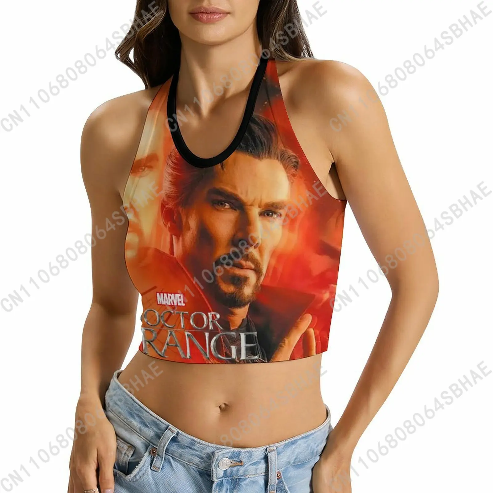 

Marvel Doctor Strange Custom Photo Women's Halter Top Personalized Tie Back Cami Upload Your Gift Wife Girlfriend Cosplay