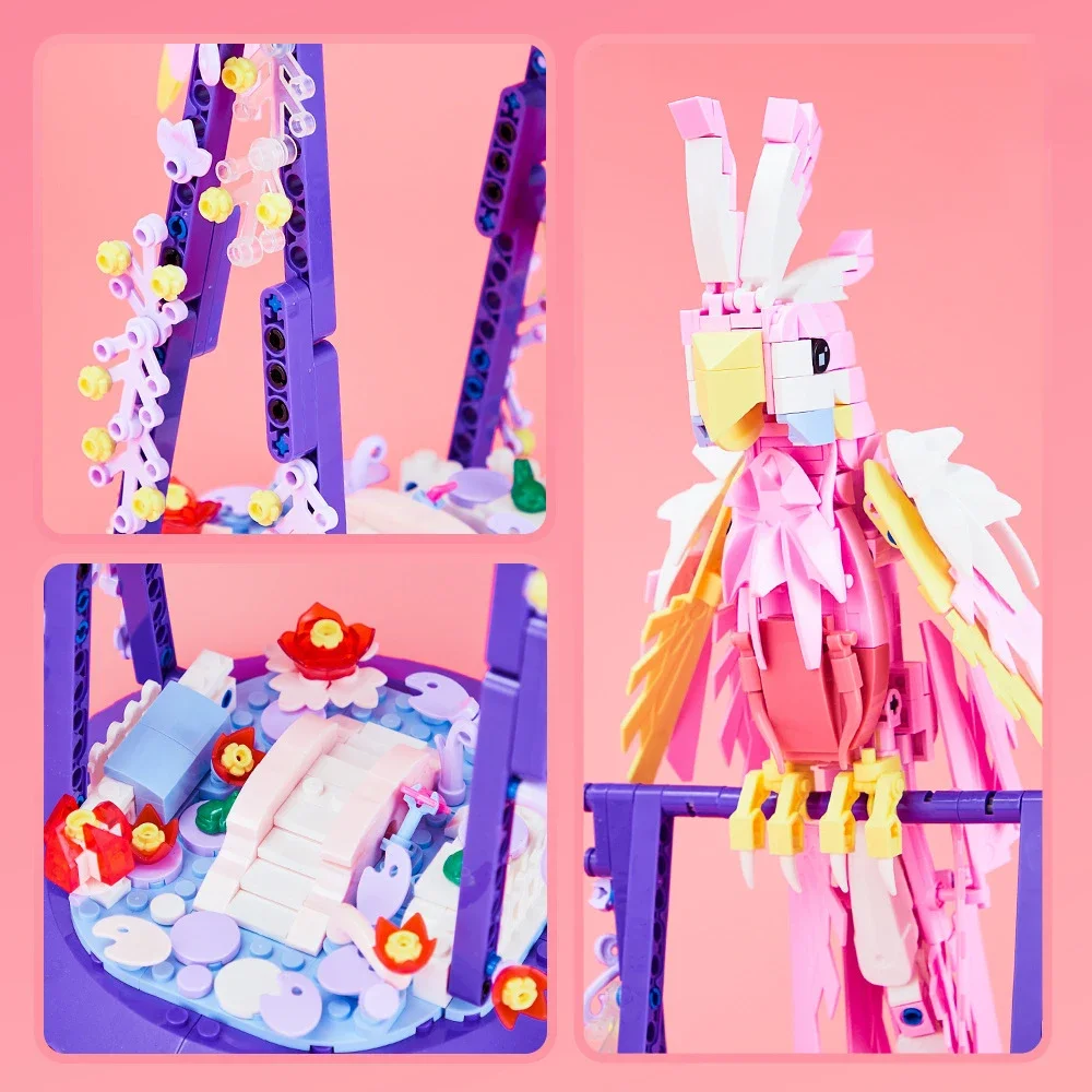 MOC Animali Pappagallo Building Block Set Scarlet Ara Uccelli Modello Mattone Desktop Ornament Decor Regalo Bambini Vacanza Compleanno Giocattoli