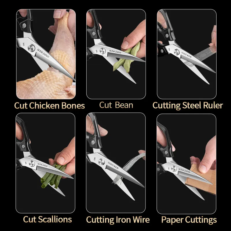 Heavy Duty Kitchen Scissors - Professional Stainless Steel Chicken Bone & Fish Cleaning Shears, Multi-function Household