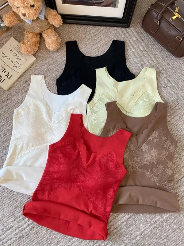 

Теплый терможилет, кружевное нижнее белье с фиксированной чашкой, большие размеры, женское нижнее белье с подогревом Fce Base irt, удобный дышащий полиэстер