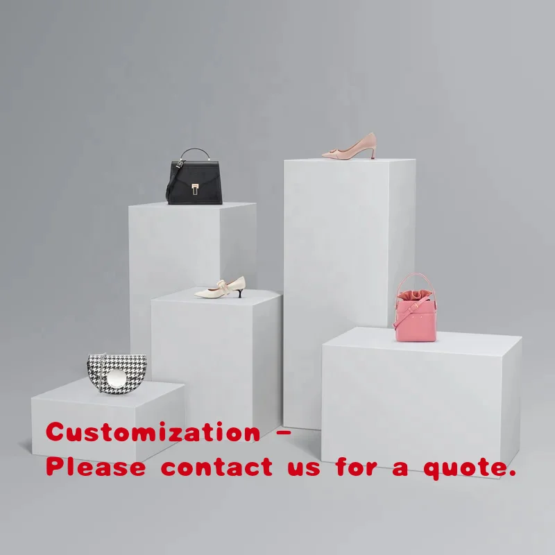 custom.Customized Retail White Cylinder Pedestal Display Stand MDF Square Column Clothing Store Display
