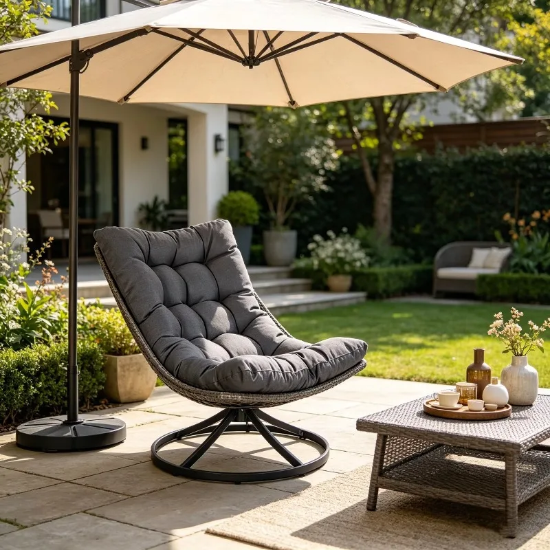 Adults 360 Rotating Wicker Lazy Rocking Recliner Sofa Indoor Outdoor Leisure Furniture For Balcony Garden Soft Cozy Exquisite