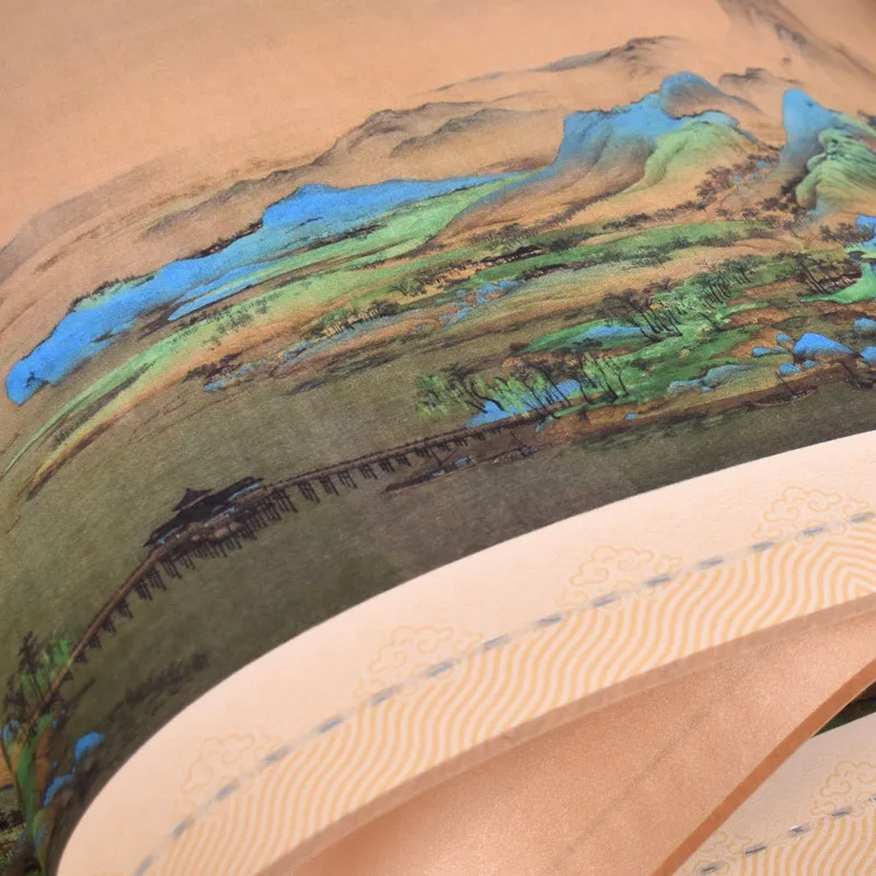Thousands of miles of country and mountain map, art, micro-spray, scroll painting, retro
