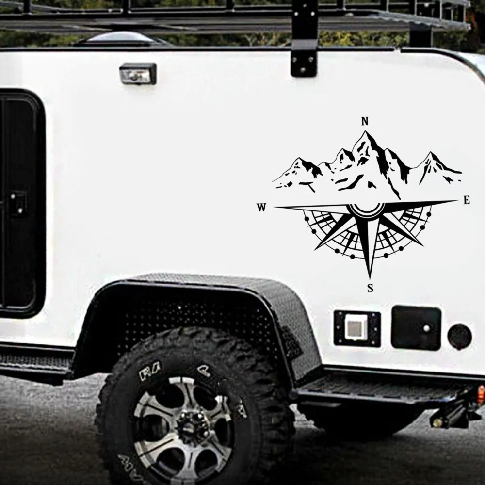 Waterproof Compass Decal PVC Black、White、Red Direction Sticker Outdoor Decor Sticker for Truck/SUV/Off-Road Vehicles