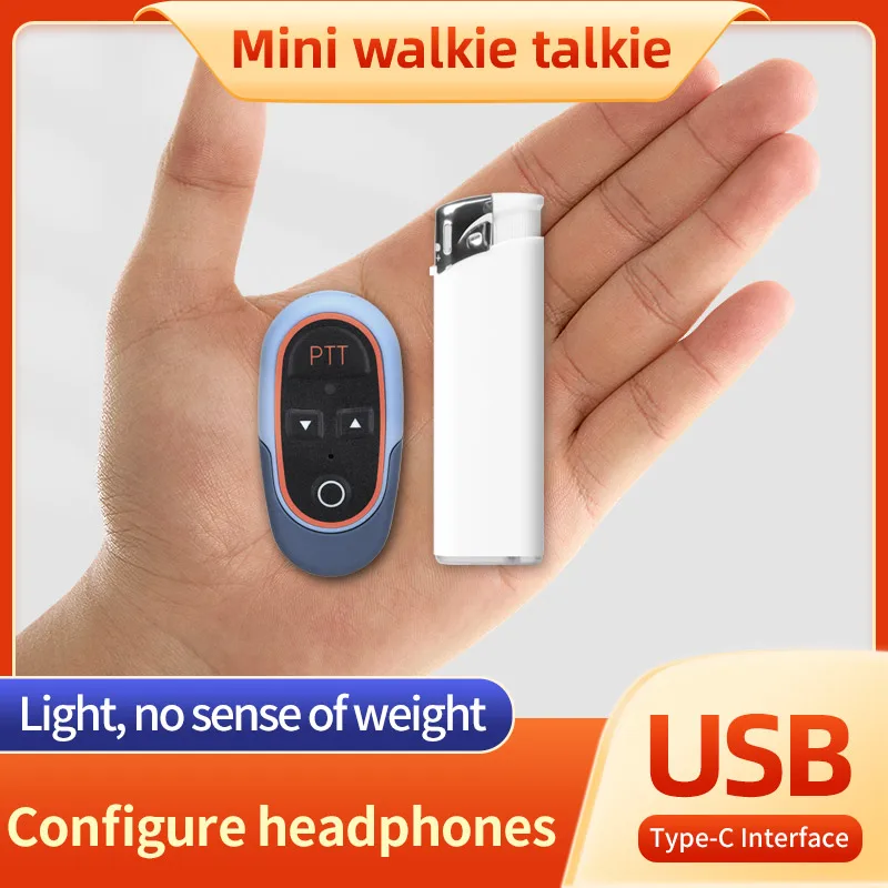 0.5W 35g Ultra Light Mini Walkie Talkie Professional Kids UHF 400-520MHz USB Charging Ham CB Hanging Two Way Radio with Earphone