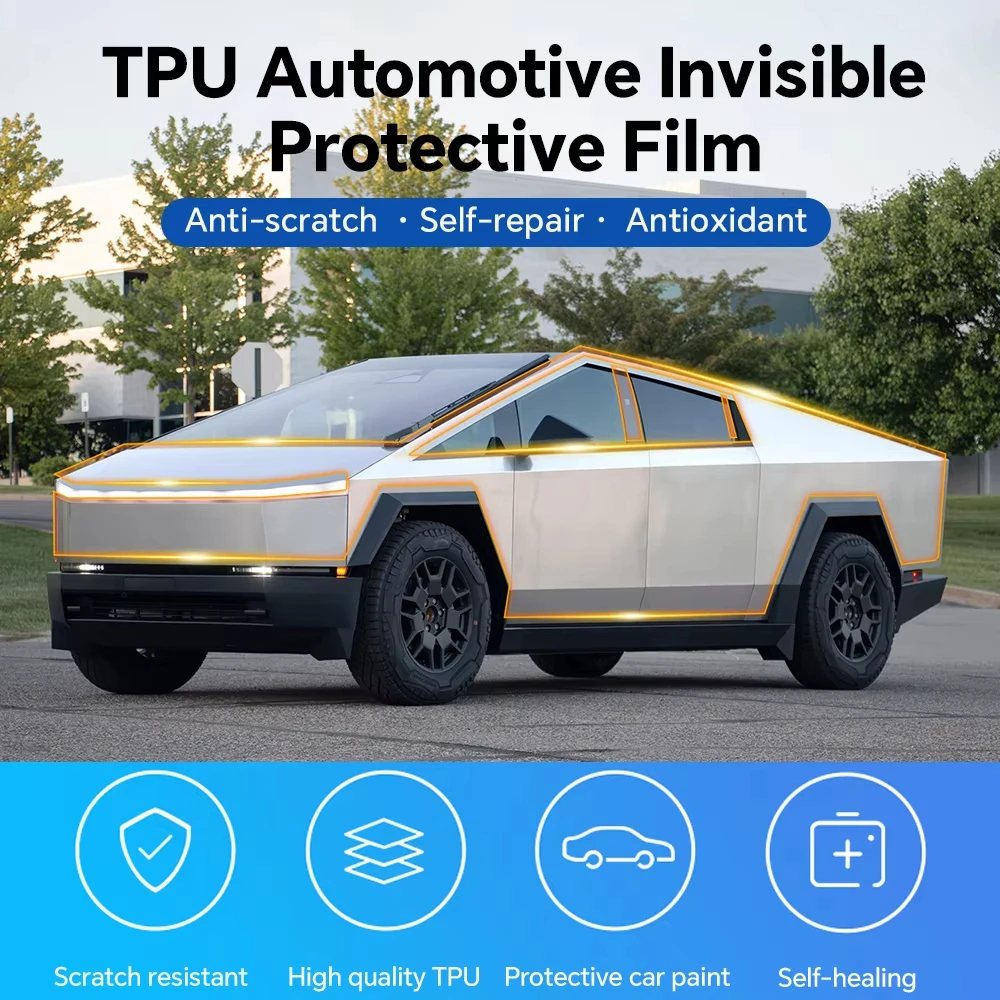 

For Tesla Cybertruck 2024 2025 Body Wrap Scratch Protection Clear Pre-cut Self-Healing PPF Accessories TPU Paint Protection Film