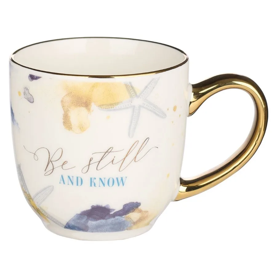 Inspirational Ceramic Coffee and Tea Mug with Gold for Women: Be Still and Know - Psalm 46:10 Bible Verse Novelty Hot and Cold