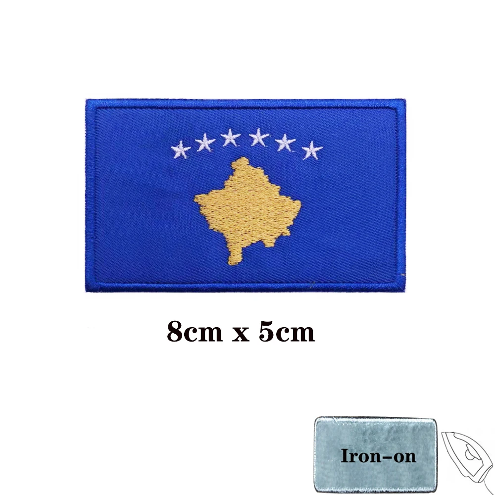 Kosovo Flag Patches Armband Embroidered Patch Hook Loop Iron On Embroidery  Badge Military Stripe