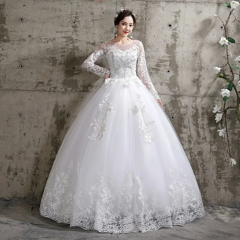 2026 New Arrival Forest Style One Shoulder Court Wedding Dress Elegant Bridal Simple Custom Lace Long Wedding Gown for Big Day