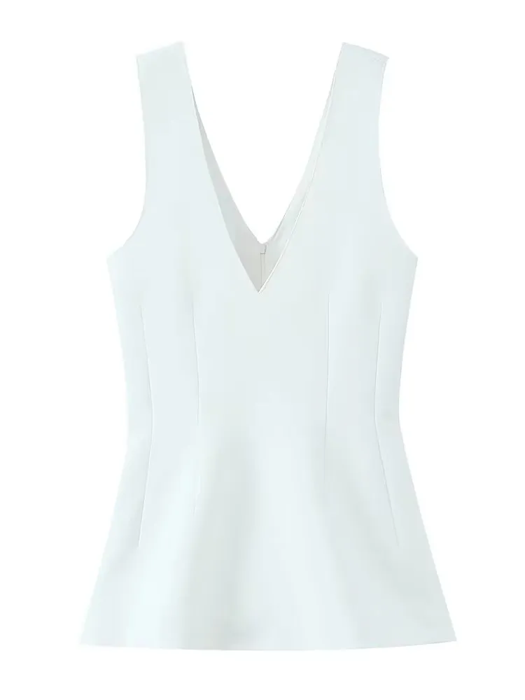 TFMLN المرأة صدرية أنيقة بلا أكمام تانك القمم أنثى ضئيلة مكتب الصلبة سترة امرأة الخامس الرقبة الاسلوب المناسب سترات قميص أنيق #6