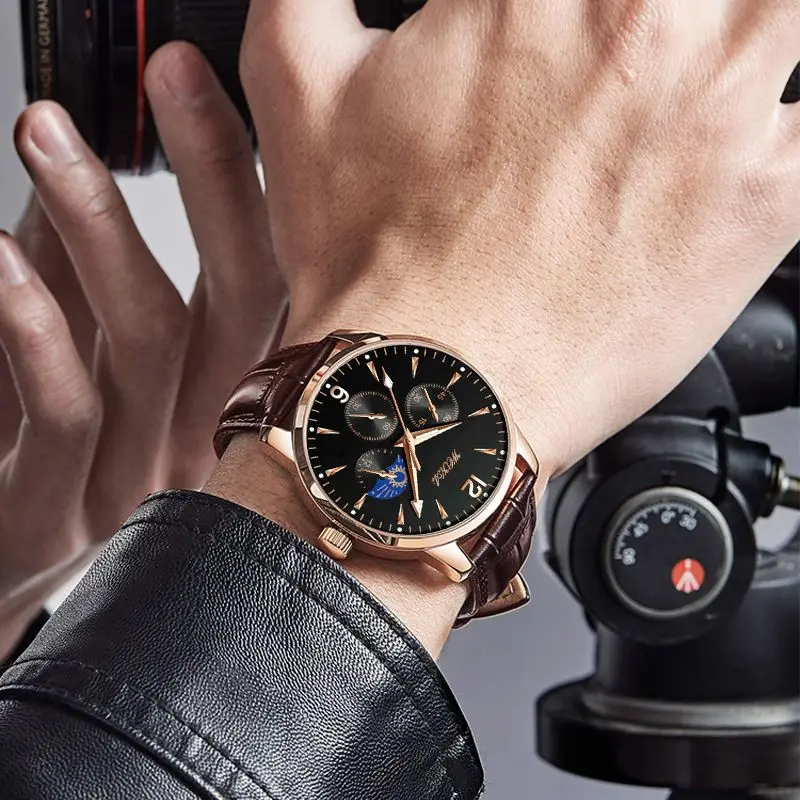 Retro style handsome luxury men's watch automatic waterproof student classic trend simple quartz watch birthday gift