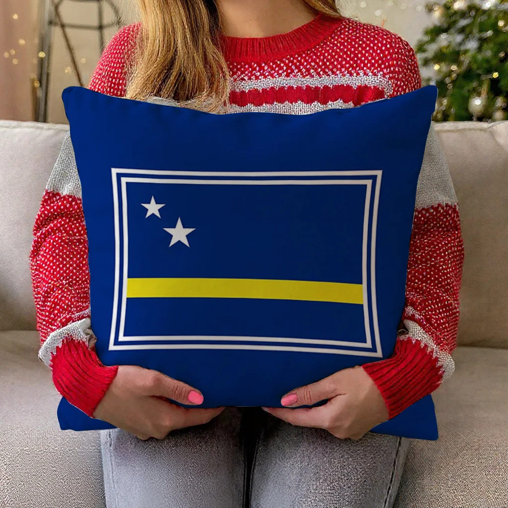 Customize 1pc Curacao Flag Gift GF Pillowcase, 18x18 Inch, Double-Sided Printed Sofa or Bed Cushion Cover, Decorative Pillowcase