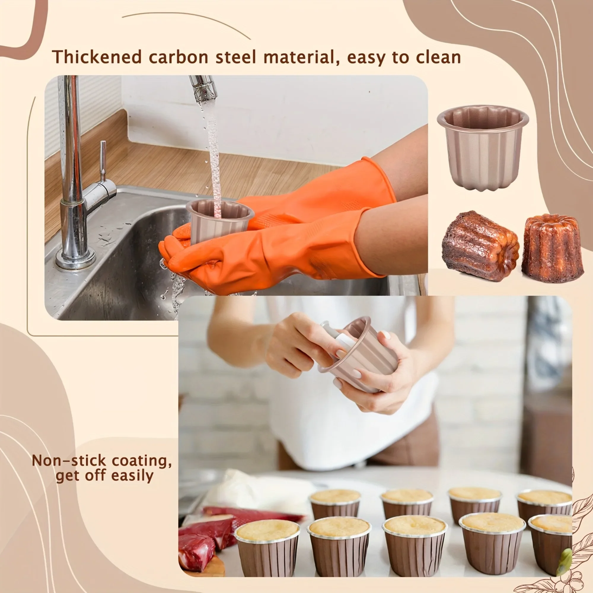 6PCS Canele Cake Molds Non-stick Aluminum DIY Dessert Keluli Cupcake Muffin Pan for Baking Enthusiasts Profession Bakeware NEW