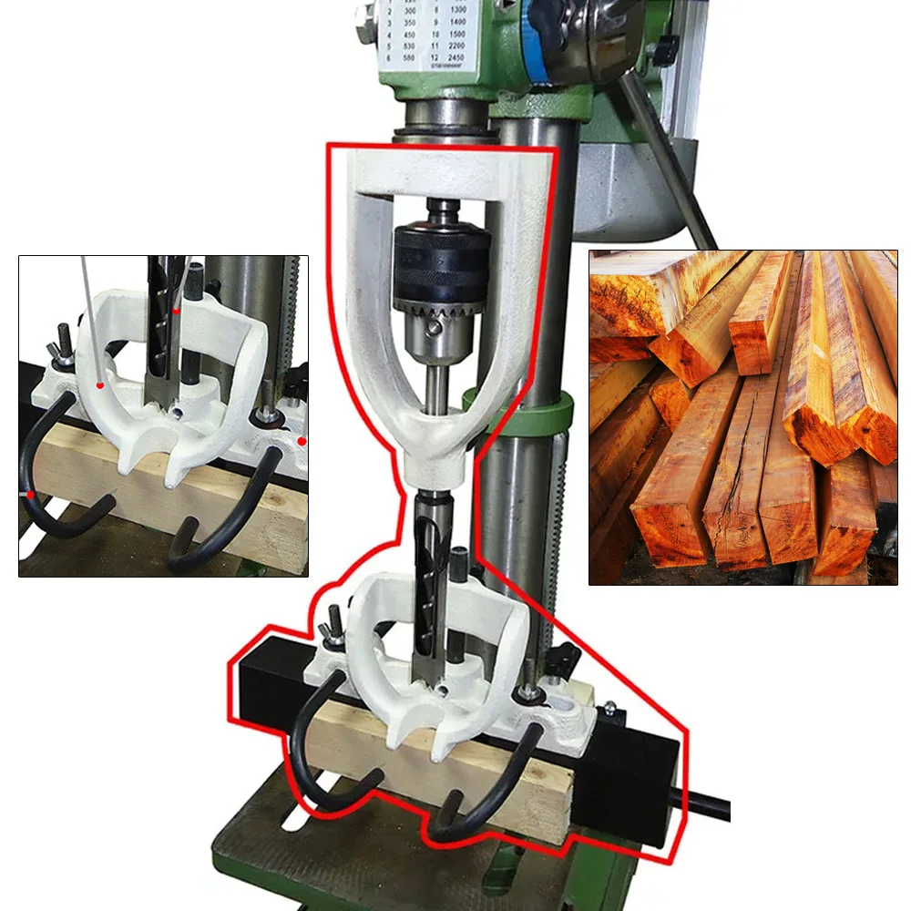 

Locator Set of Bench Drill for Mortising Mortise Tenon Chisels Tenoning Machine Bench Drill Machine with 4 Bits Woodworking