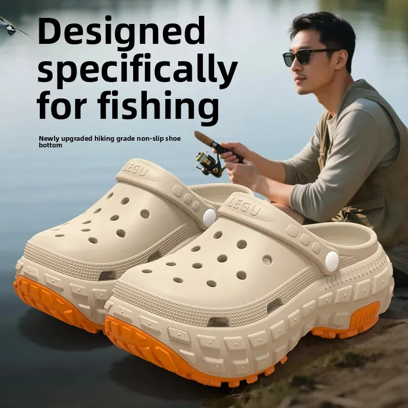 

Мужские спортивные сандалии-клоги с толстой подошвой, нескользящие, для улицы и пляжа, летние, дезодорирующие, дышащие; женские сандалии с открытым носком, без застежек