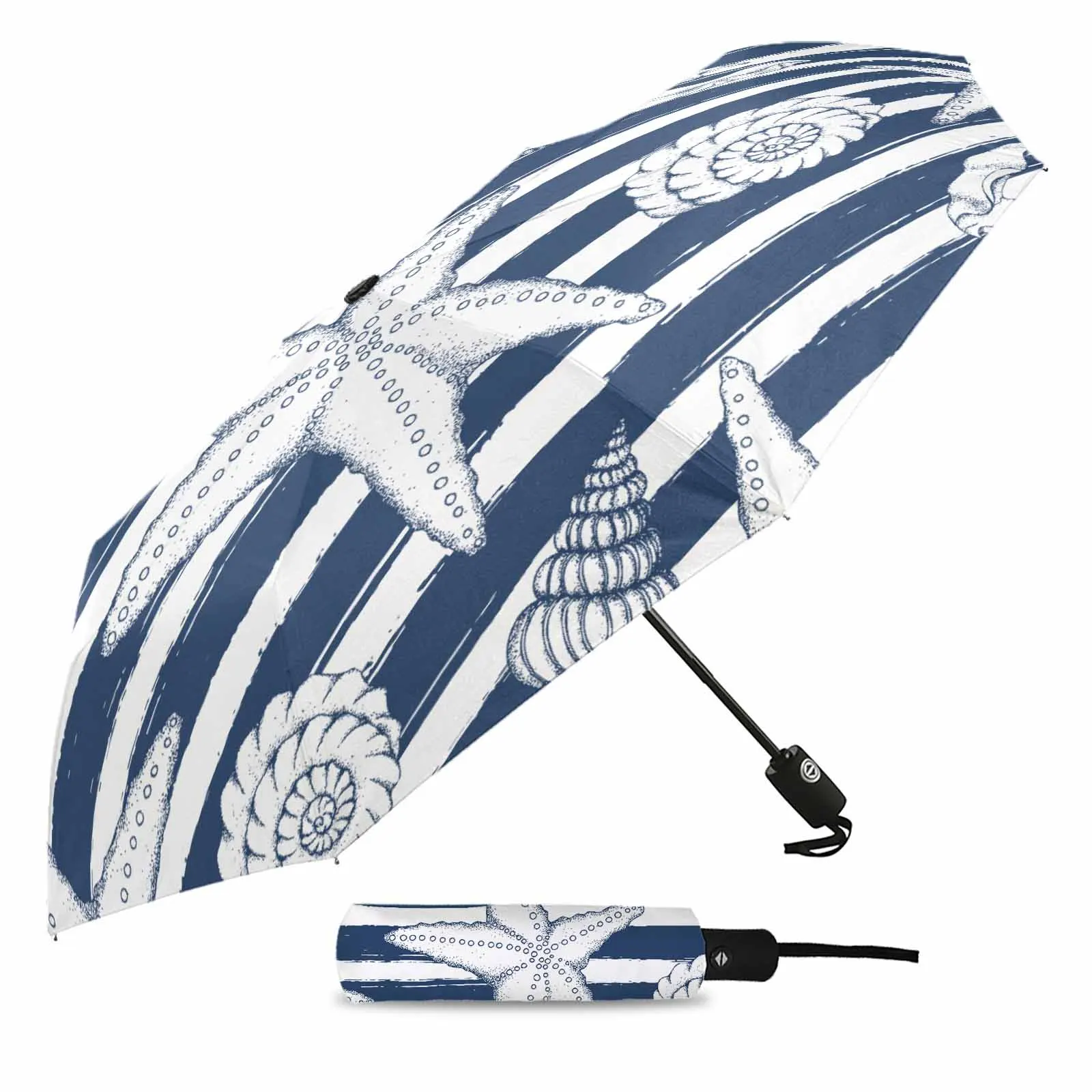 Striped Conch Lines In The Natural Ocean Outdoor Fully-automatic Folding Eight Strands Umbrellas for Adults Printed Umbrella