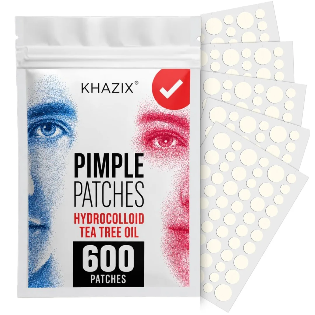 600pcs KHAZIX Hydrocolloid Acne Patches, Original Invisible Pimple Patch, Waterproof Tea Tree Spot Treatment for Face Acne Care