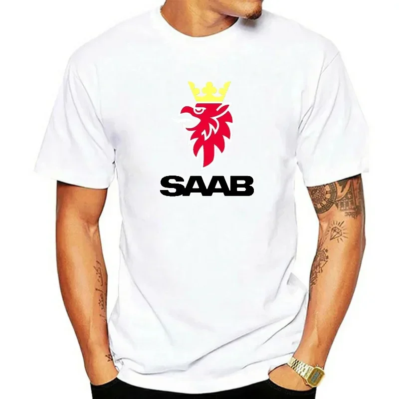 Saab-男性と女性のための半袖Tシャツ,半袖,ラウンドネック,カジュアルファッション,夏のトレンド,一般的な用途