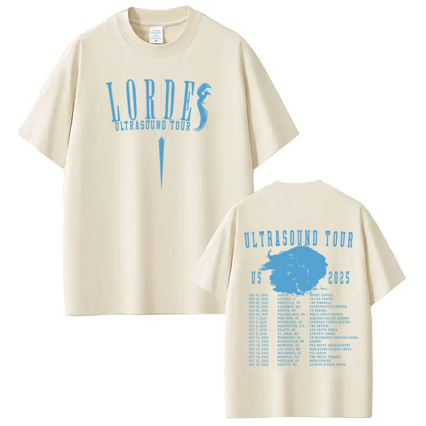 لورد الموجات فوق الصوتية جولة ميرش 2025 تي شيرت تقليدي الرجال النساء عالية الجودة الهيب هوب تي شيرت القطن عادية الجمالية العصرية تي شيرت
