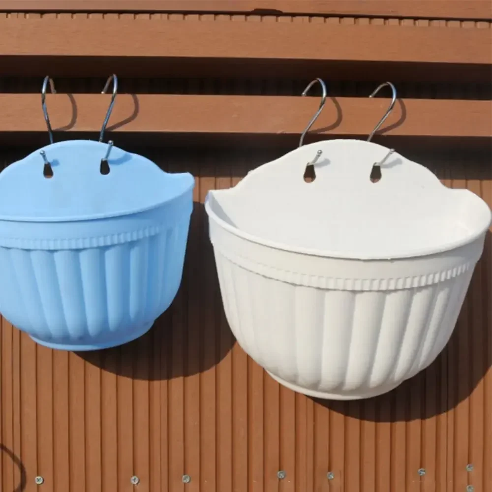 Wall Mounted Plastic Flowerpot Wall Mounted Resin Flowerpot Gardening Colored Flowerpot Green Succulent Semi-circular Flowerpot