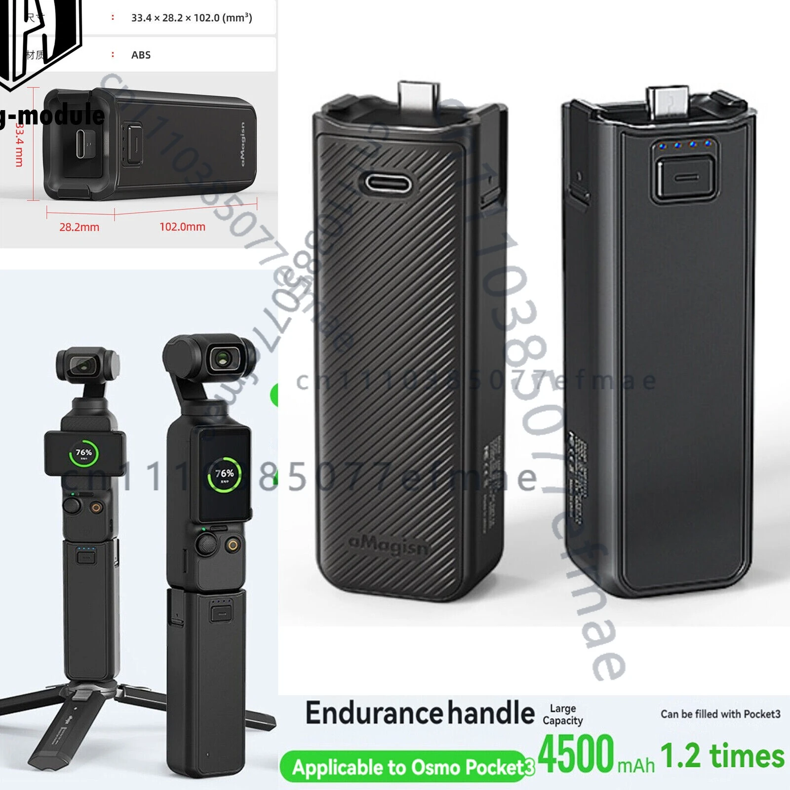 

For DJI OSMO Pocket 3 Camera Battery Handle Power Bank Mobile Fast Charger Grip