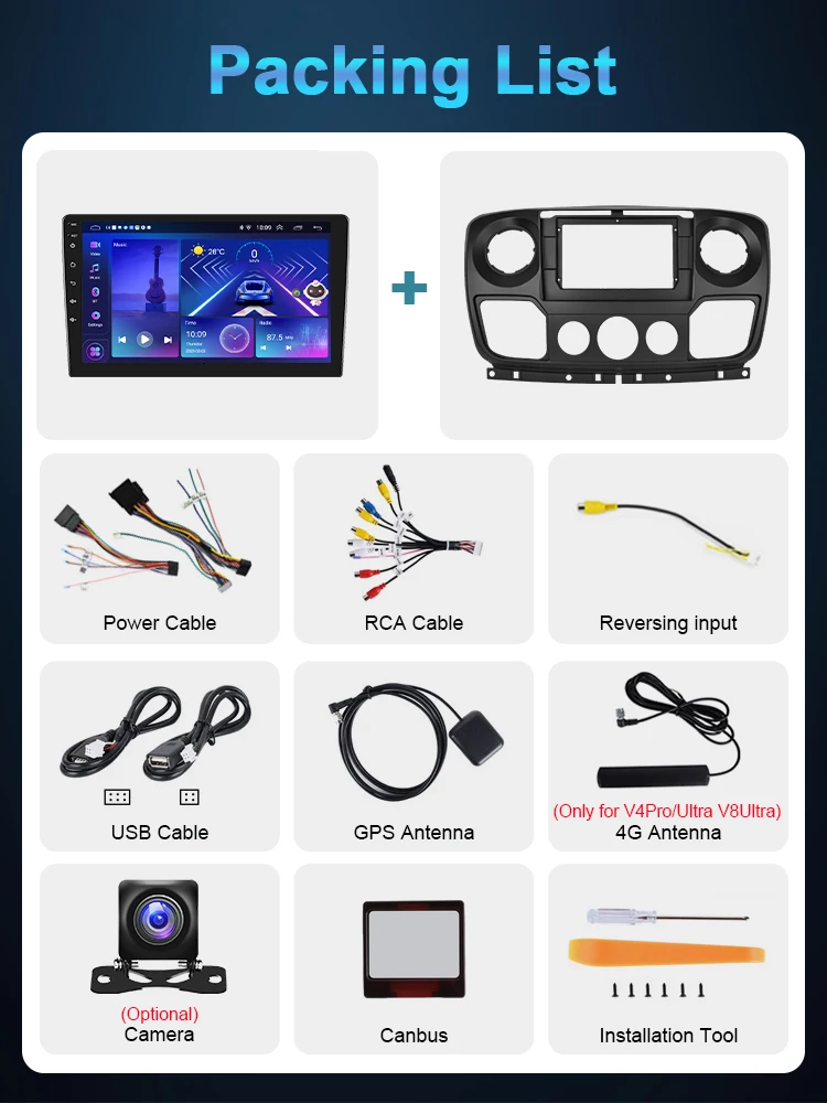 Podofo 4G CarPlay راديو أندرويد لنيسان NV400 أوبل موفانو رينو ماستر III 3 2010-2019 مشغل وسائط متعددة 2din FM نظام تحديد المواقع ستيريو