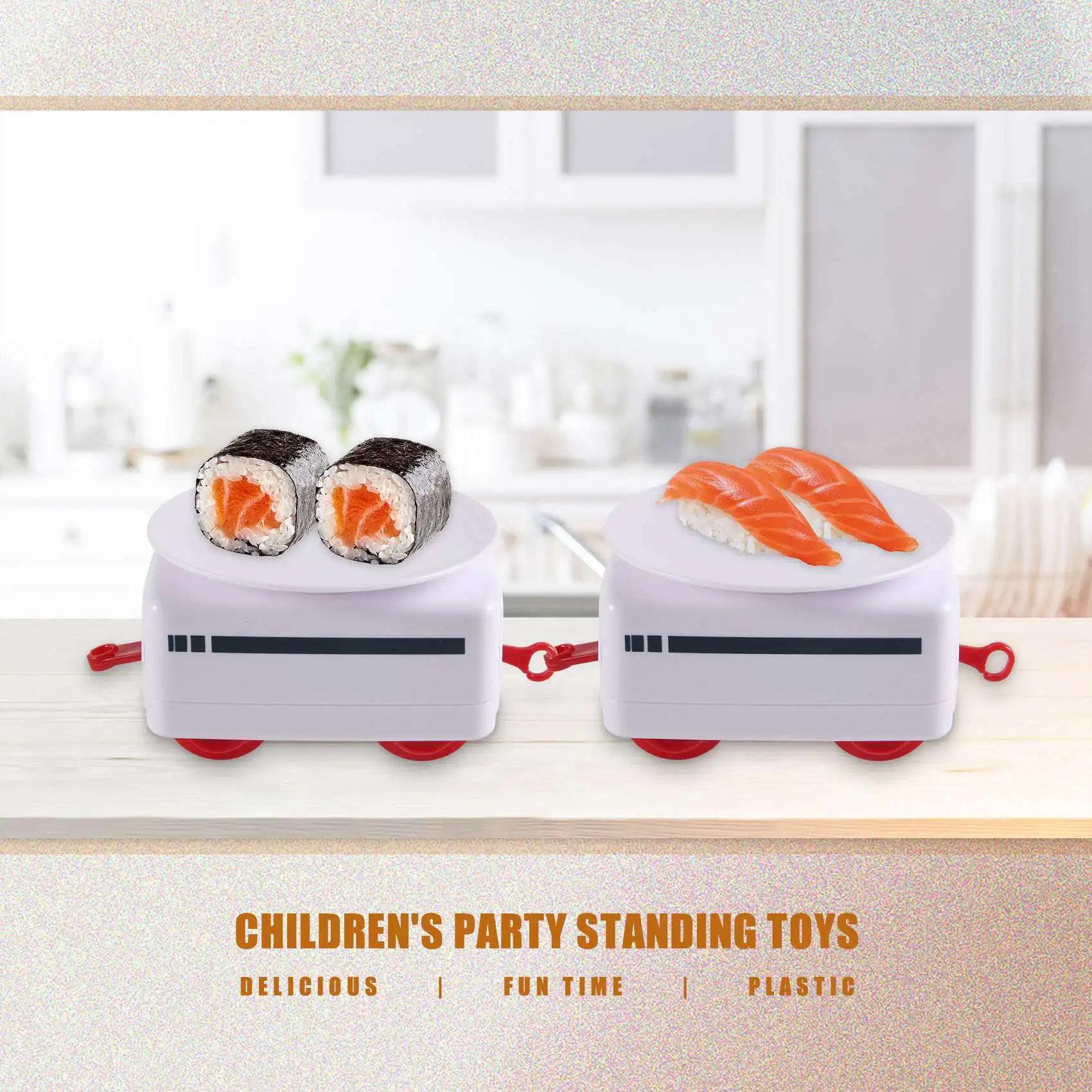 KKZ-Sushi Train Rotary Sushi Toy Track Conveyor Belt Rotating Table Kid Food Train Set DIY Sushi Making Family Sushi Party B