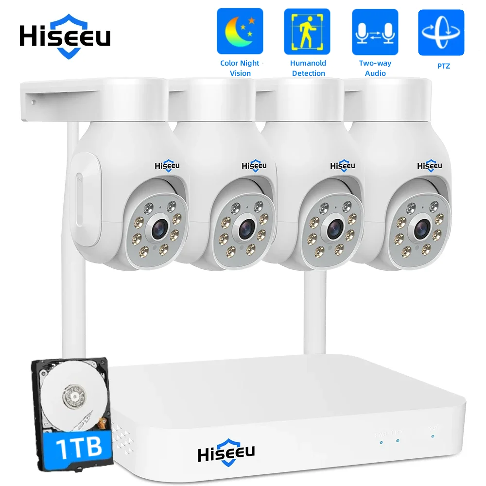 

Hiseeu H.265+ 10CH NVR 3MP WiFi Surveillance Camera Set Wireless CCTV PTZ IP Camera Audio Outdoor Street Security System Kit