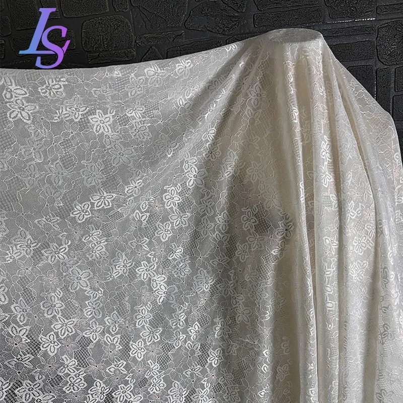 Embroidered Mesh Fabric White Dress Wedding Dress Clothing Designer Apparel Sewing Fabric Wholesale Cloth Meters Diy Material